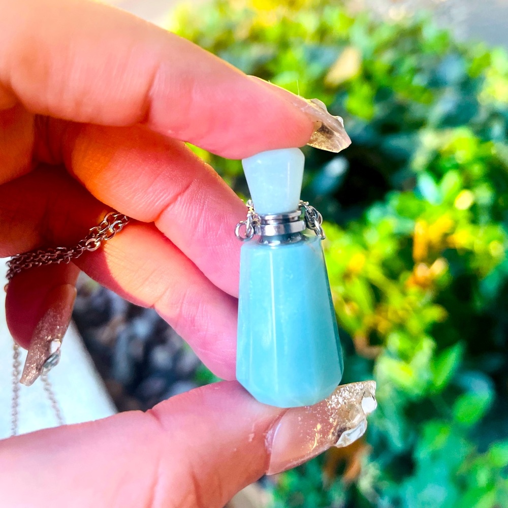 LAST Jade crystal handmade square bottle pendant